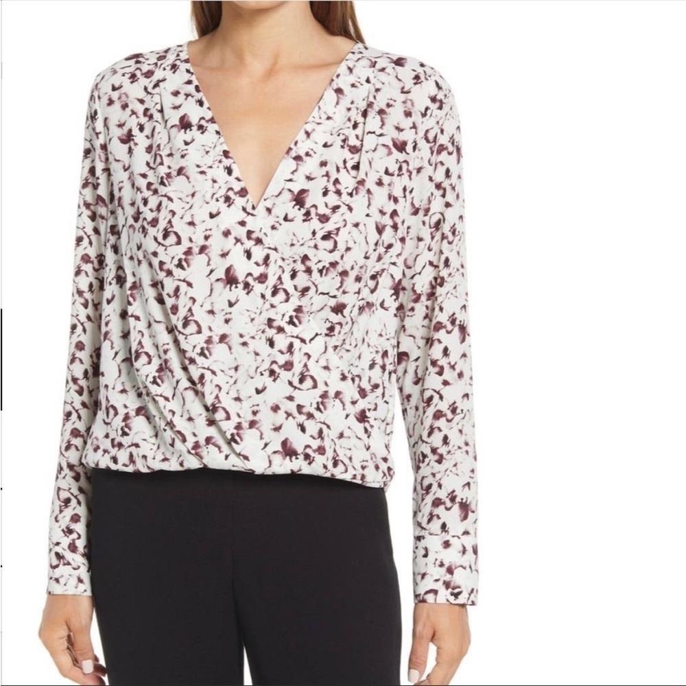 Halogen XS Cross Front Blouse Pattern Print White